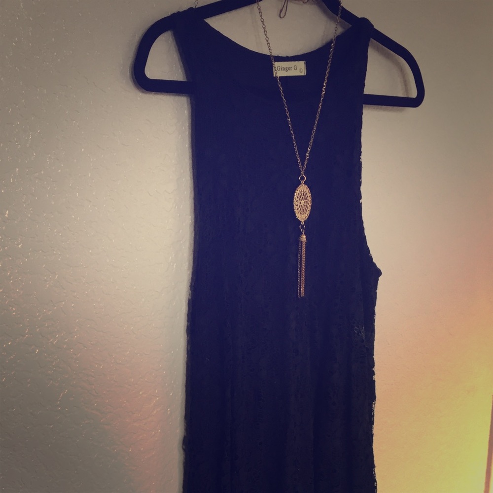 Dark Blue Lace Summer Dress 👗 ☀️ 🍹